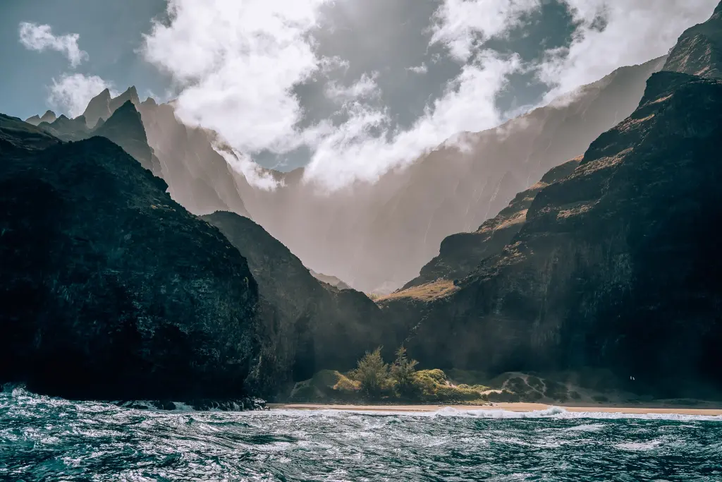 View of a valley within the NaPali coastline from a boat