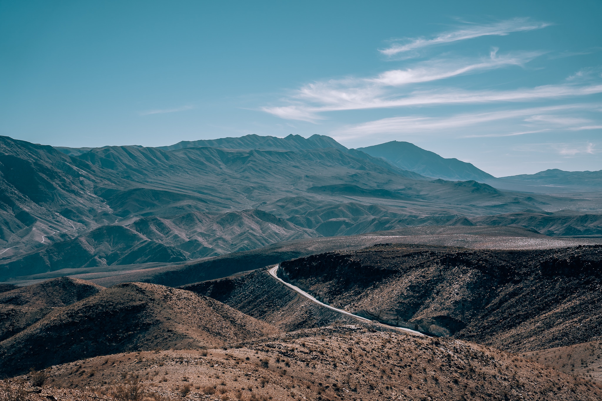 View of roads from above at Father Crowley Outlook in Death Valley National Park