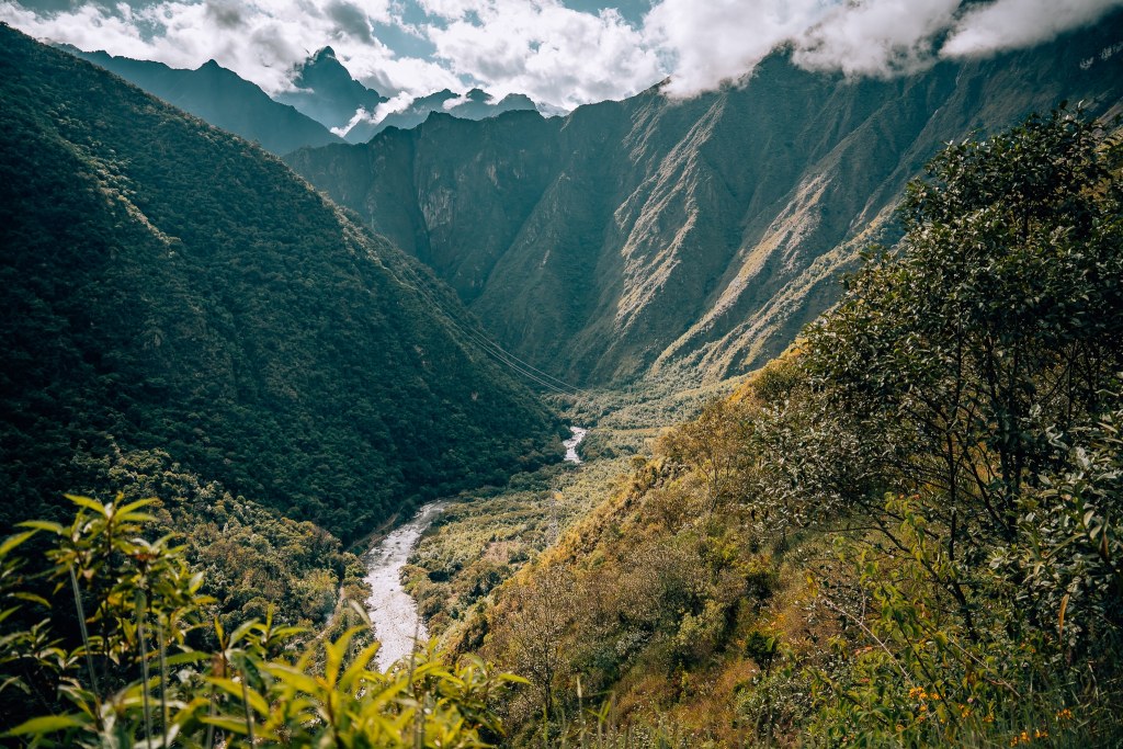 River valley running through the Andes Mountains along the Inca Trail