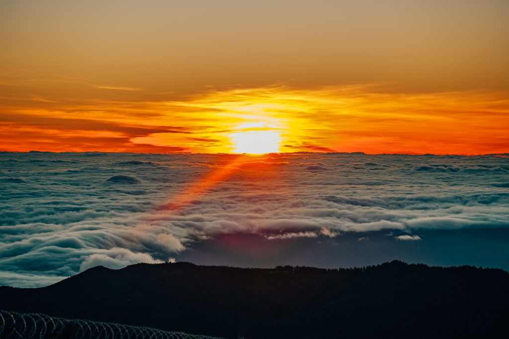 Cloud inversion where the sun sits above the clouds for sunrise