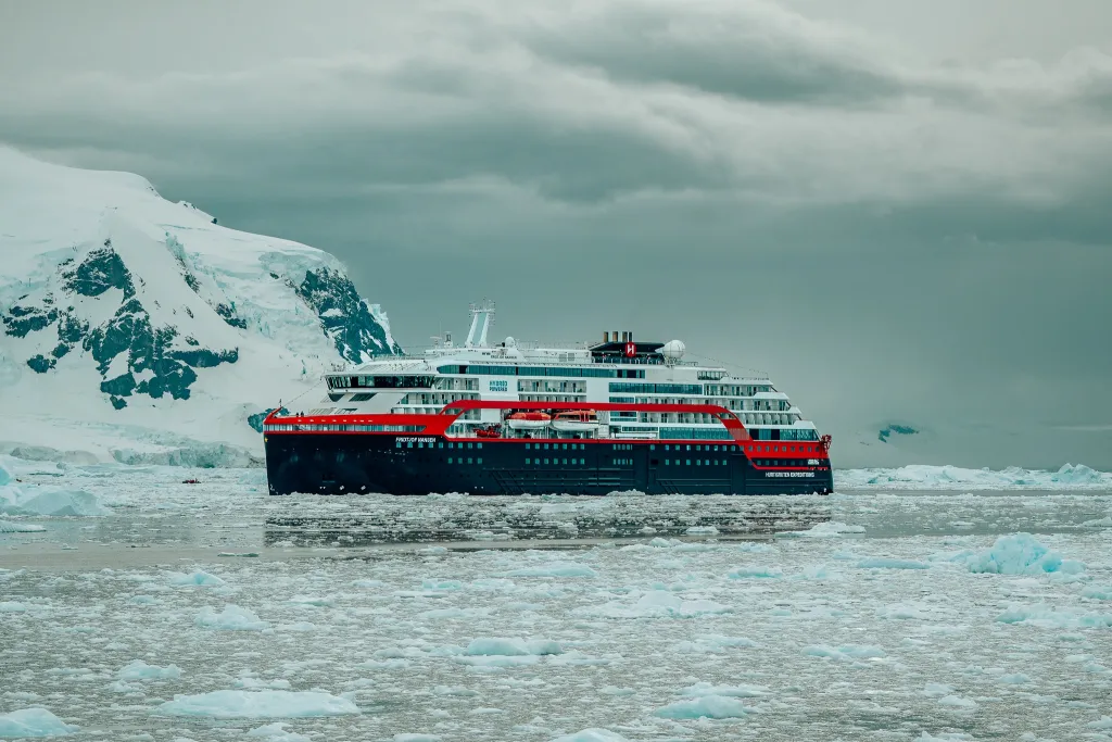 Antarctica cruise ship sitting in the water
